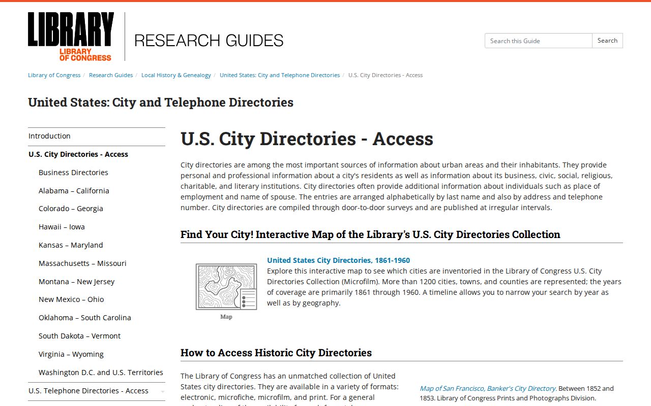 North Bergen city directory research through the Library of Congress directory collection