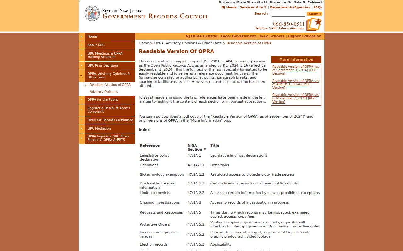 North Bergen residents directory Open Public Records Act reference