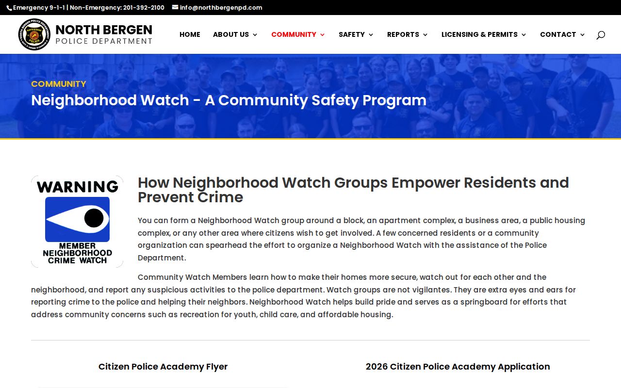 North Bergen neighbors Neighborhood Watch police program