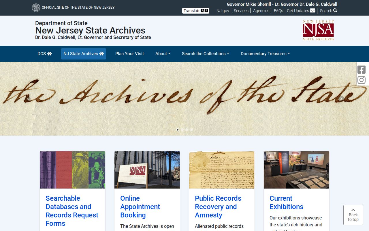 North Bergen previous residents research through New Jersey State Archives access