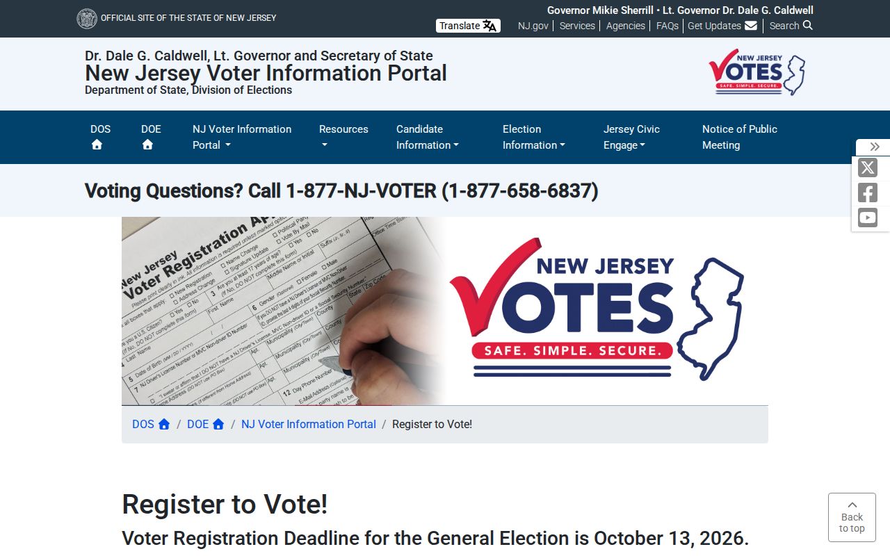 North Bergen resident lookup New Jersey voter registration information